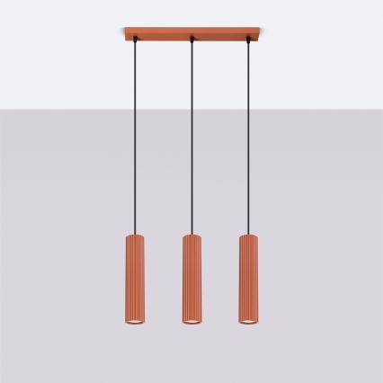 Lámpara colgante KARBON 3xGU10/10W/230V rojo