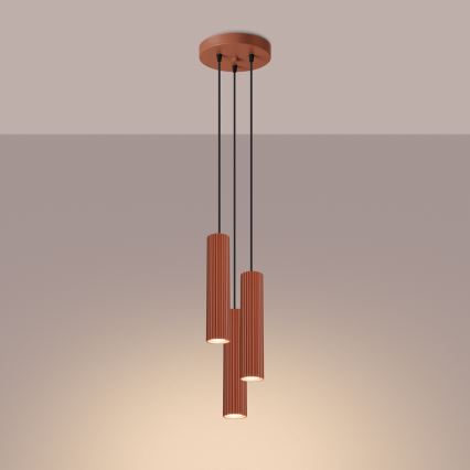 Lámpara colgante KARBON 3xGU10/10W/230V rojo