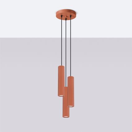 Lámpara colgante KARBON 3xGU10/10W/230V rojo