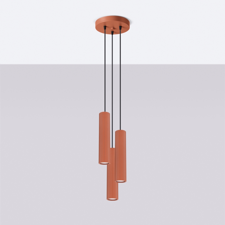 Lámpara colgante KARBON 3xGU10/10W/230V rojo
