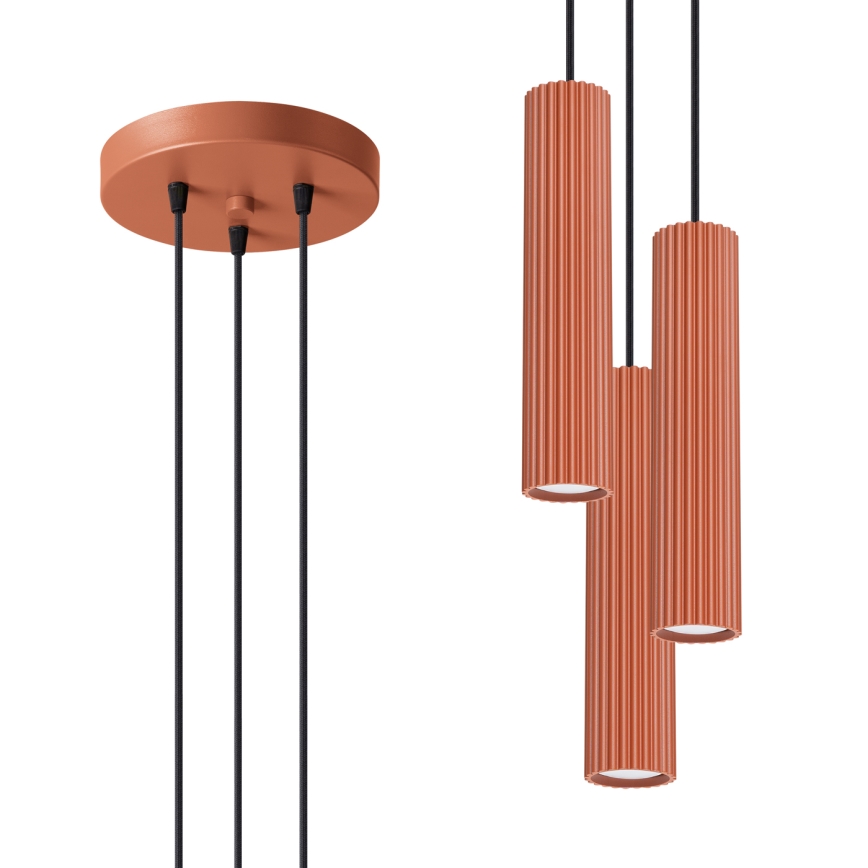 Lámpara colgante KARBON 3xGU10/10W/230V rojo