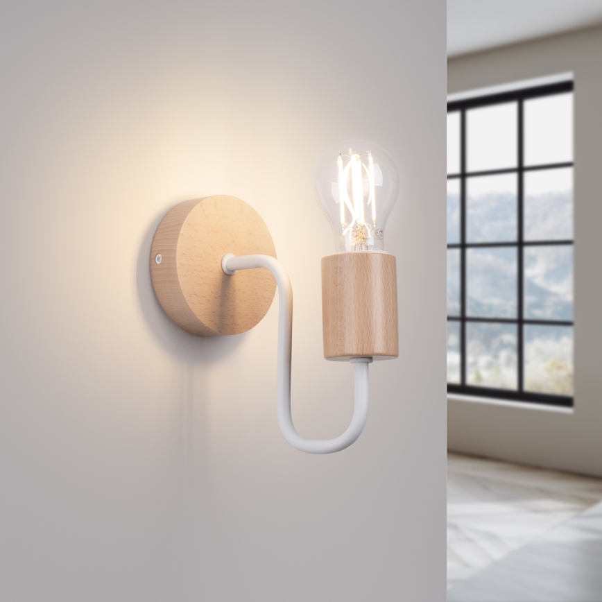 Aplique TIMBO 1xE27/15W/230V blanco/beige/haya