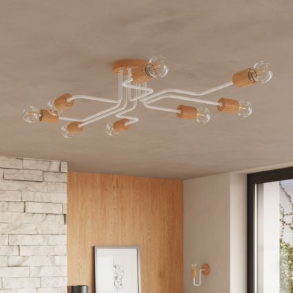 Aplique TIMBO 1xE27/15W/230V blanco/beige/haya