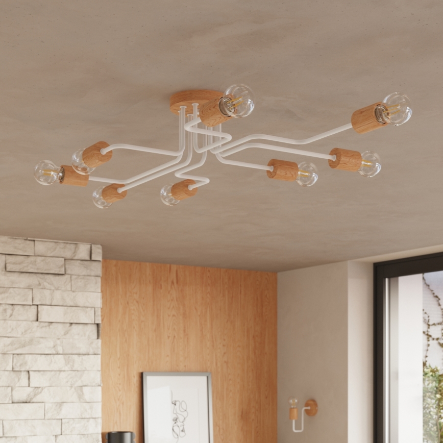 Aplique TIMBO 1xE27/15W/230V blanco/beige/haya