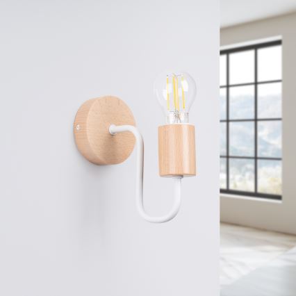 Aplique TIMBO 1xE27/15W/230V blanco/beige/haya
