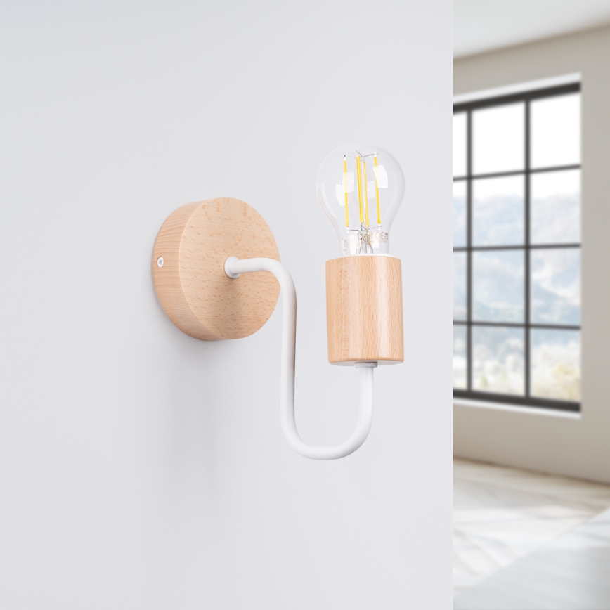 Aplique TIMBO 1xE27/15W/230V blanco/beige/haya