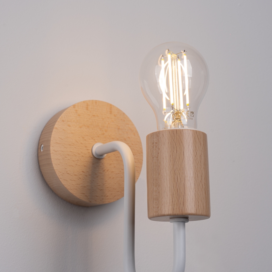 Aplique TIMBO 1xE27/15W/230V blanco/beige/haya