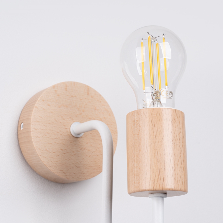 Aplique TIMBO 1xE27/15W/230V blanco/beige/haya