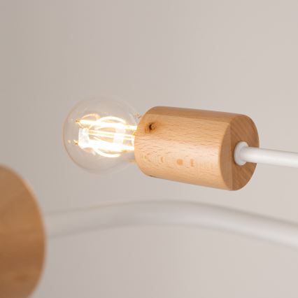 Lámpara de techo TIMBO 6xE27/15W/230V blanco/beige/haya