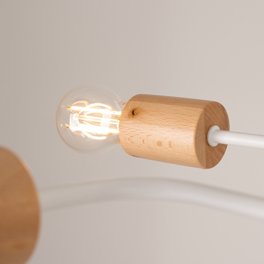 Lámpara de techo TIMBO 6xE27/15W/230V blanco/beige/haya
