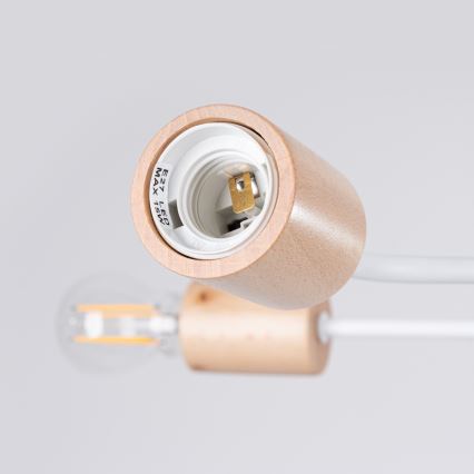 Lámpara de techo TIMBO 6xE27/15W/230V blanco/beige/haya