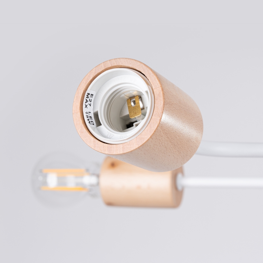 Lámpara de techo TIMBO 6xE27/15W/230V blanco/beige/haya