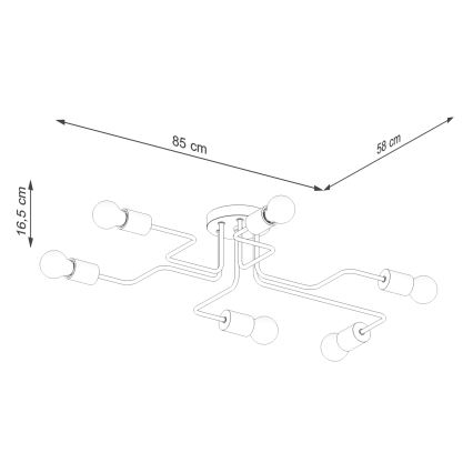 Lámpara de techo TIMBO 6xE27/15W/230V blanco/beige/haya