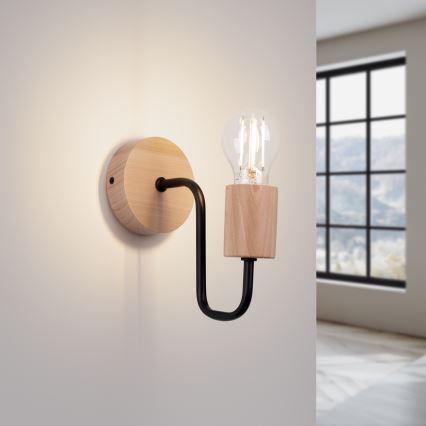 Aplique TIMBO 1xE27/15W/230V negro/beige/haya