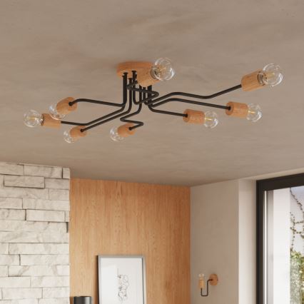 Aplique TIMBO 1xE27/15W/230V negro/beige/haya