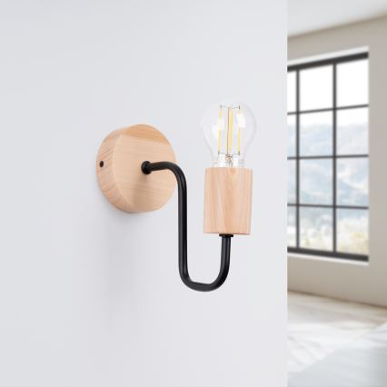 Aplique TIMBO 1xE27/15W/230V negro/beige/haya