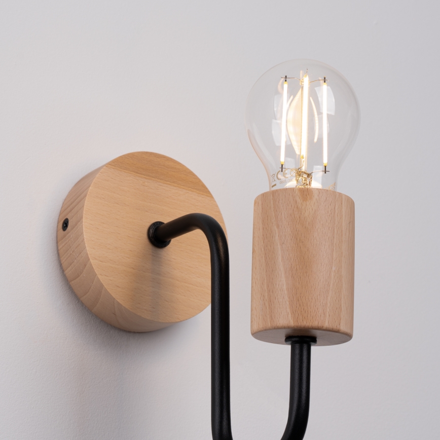 Aplique TIMBO 1xE27/15W/230V negro/beige/haya
