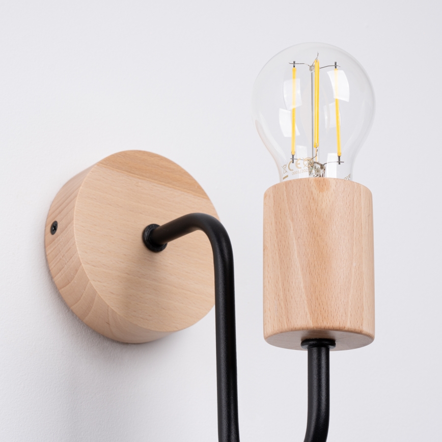 Aplique TIMBO 1xE27/15W/230V negro/beige/haya