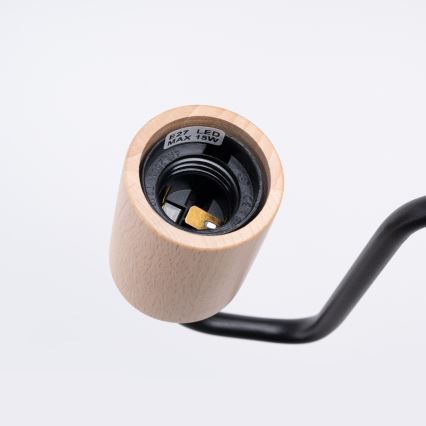 Aplique TIMBO 1xE27/15W/230V negro/beige/haya