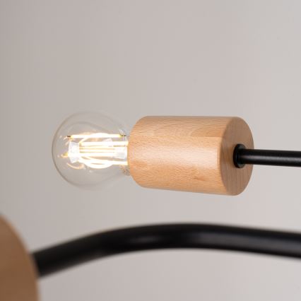 Lámpara de techo TIMBO 6xE27/15W/230V negro/beige/haya