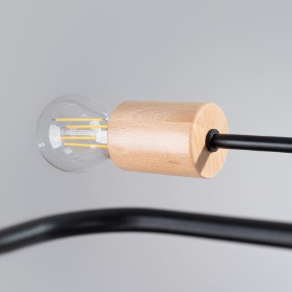 Lámpara de techo TIMBO 6xE27/15W/230V negro/beige/haya