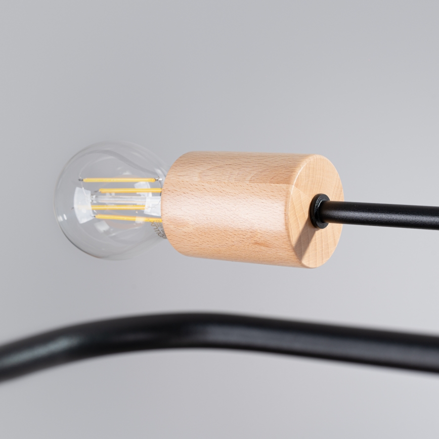 Lámpara de techo TIMBO 6xE27/15W/230V negro/beige/haya