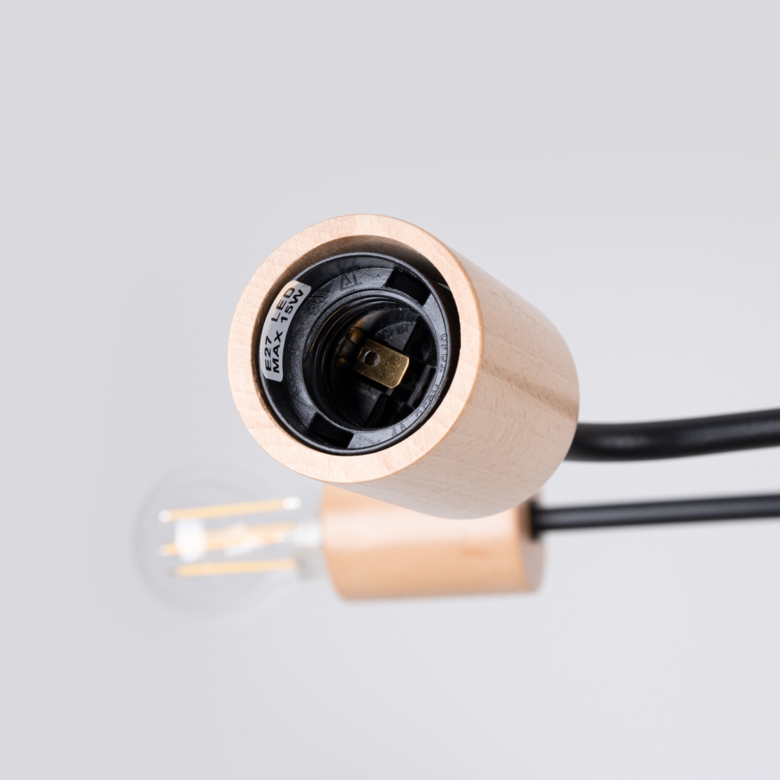 Lámpara de techo TIMBO 6xE27/15W/230V negro/beige/haya