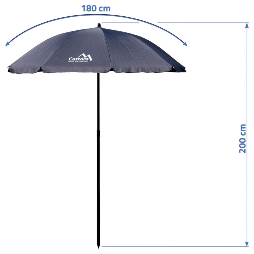 Sombrilla abatible plegable d. 1,8 m gris