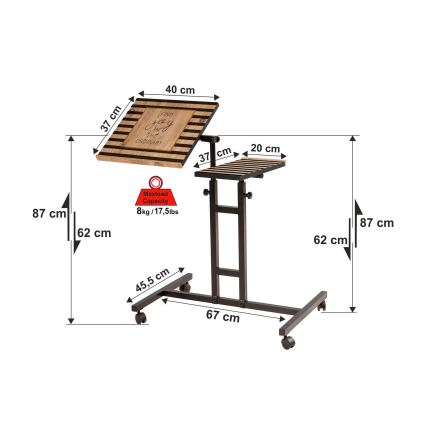 Soporte ajustable GLEN 87x67 cm negro/marrón