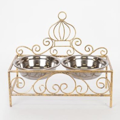 Soporte con dos cuencos de acero inoxidable
