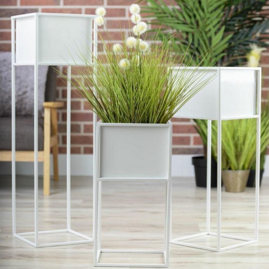 Soporte para flores 70x24 cm blanco