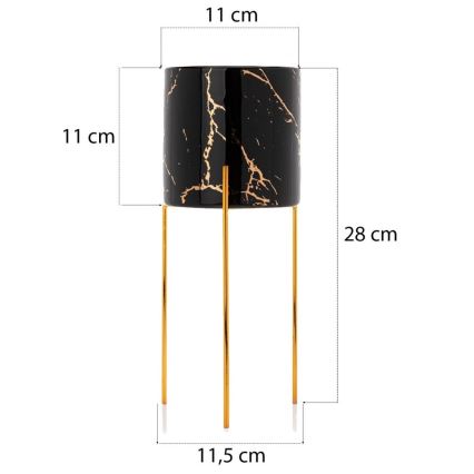 Soporte para flores NILA 28x11 cm negro/dorado