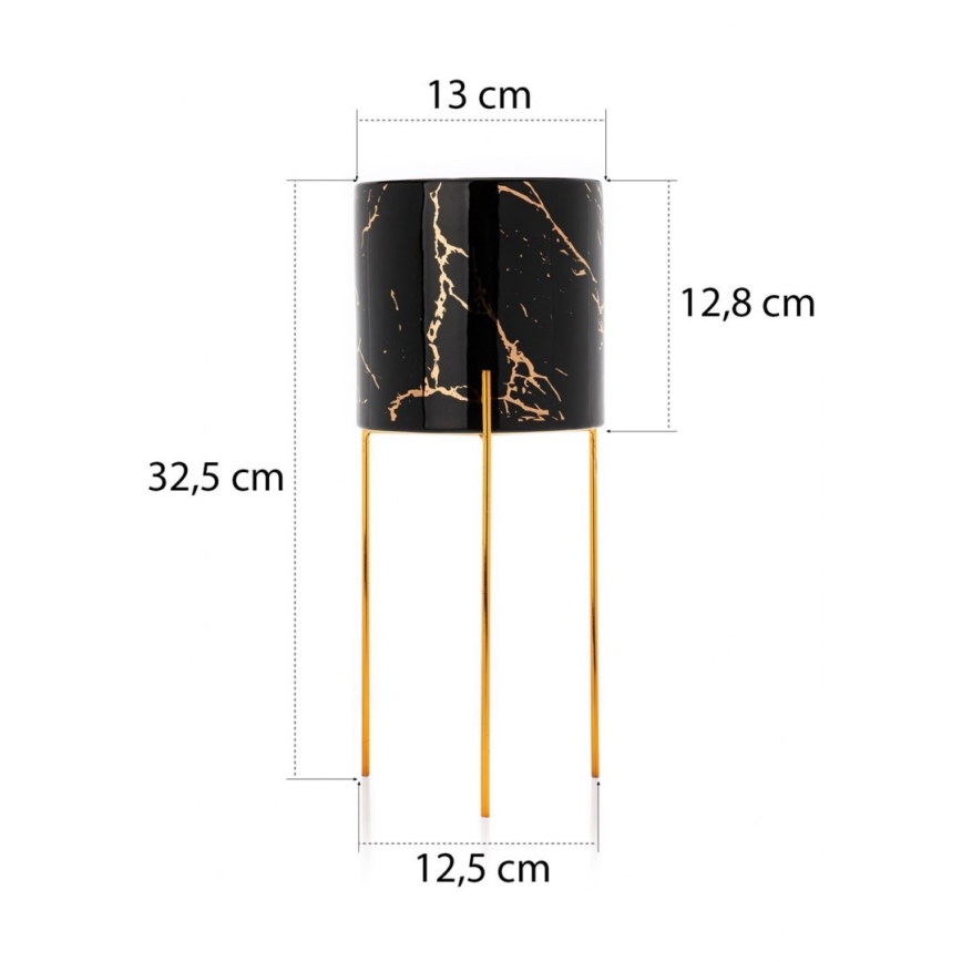 Soporte para flores NILA 32,5x13 cm negro/dorado