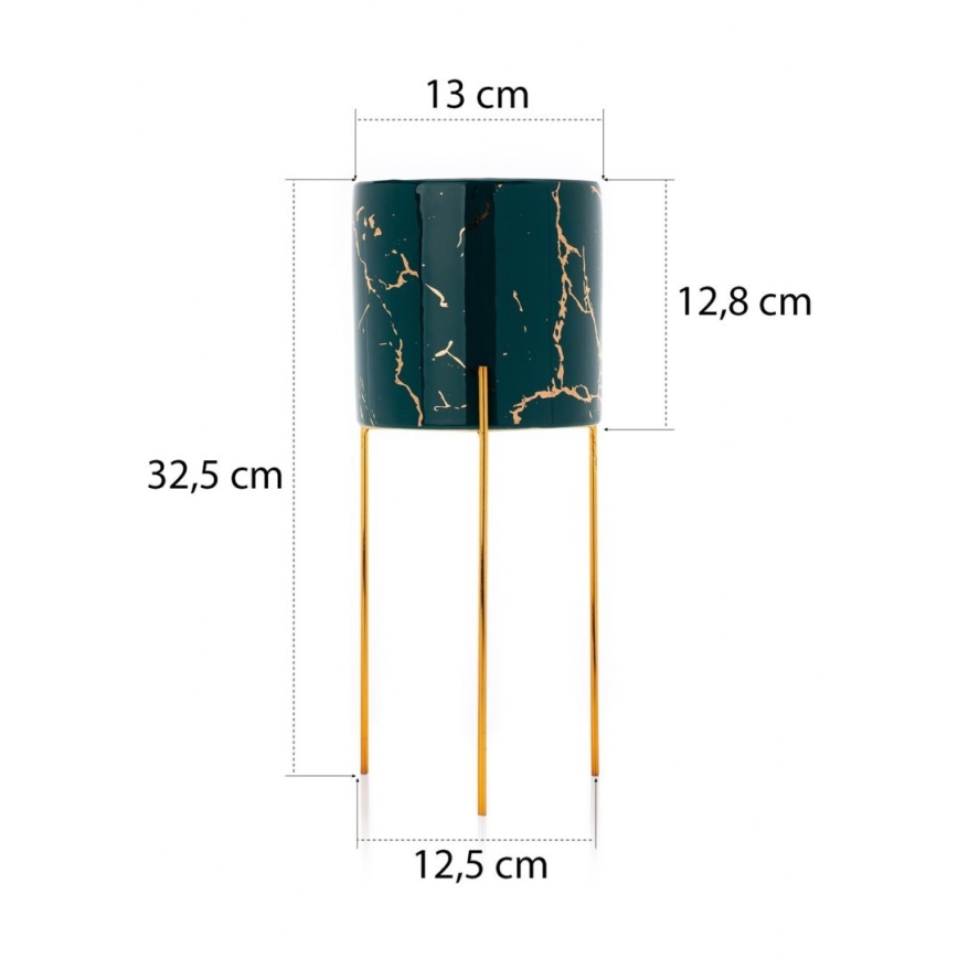 Soporte para flores NILA 32,5x13 cm verde/dorado