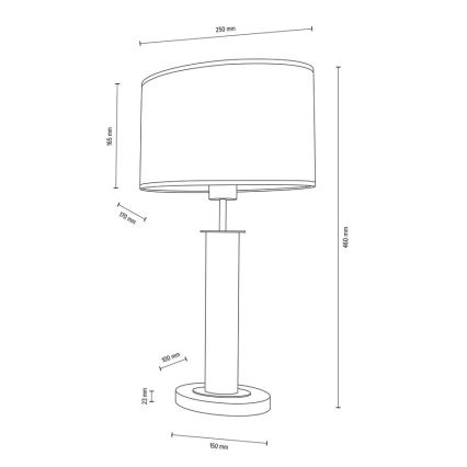 Lámpara de mesa MERCEDES 1xE27/40W/230V 46 cm blanco/roble – FSC Certificado