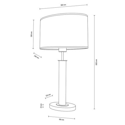 Lámpara de mesa MERCEDES 1xE27/40W/230V 60 cm color crema/roble – FSC Certificado