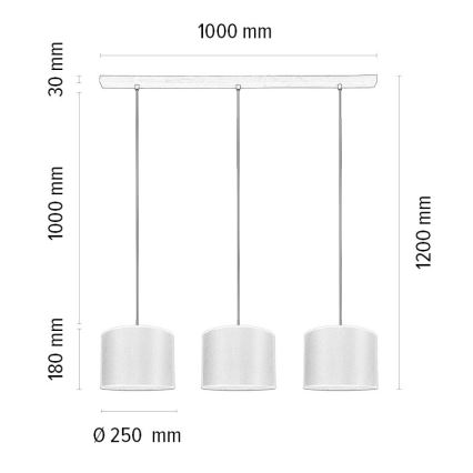 Lámpara colgante BENITA 3xE27/40W/230V blanco/roble