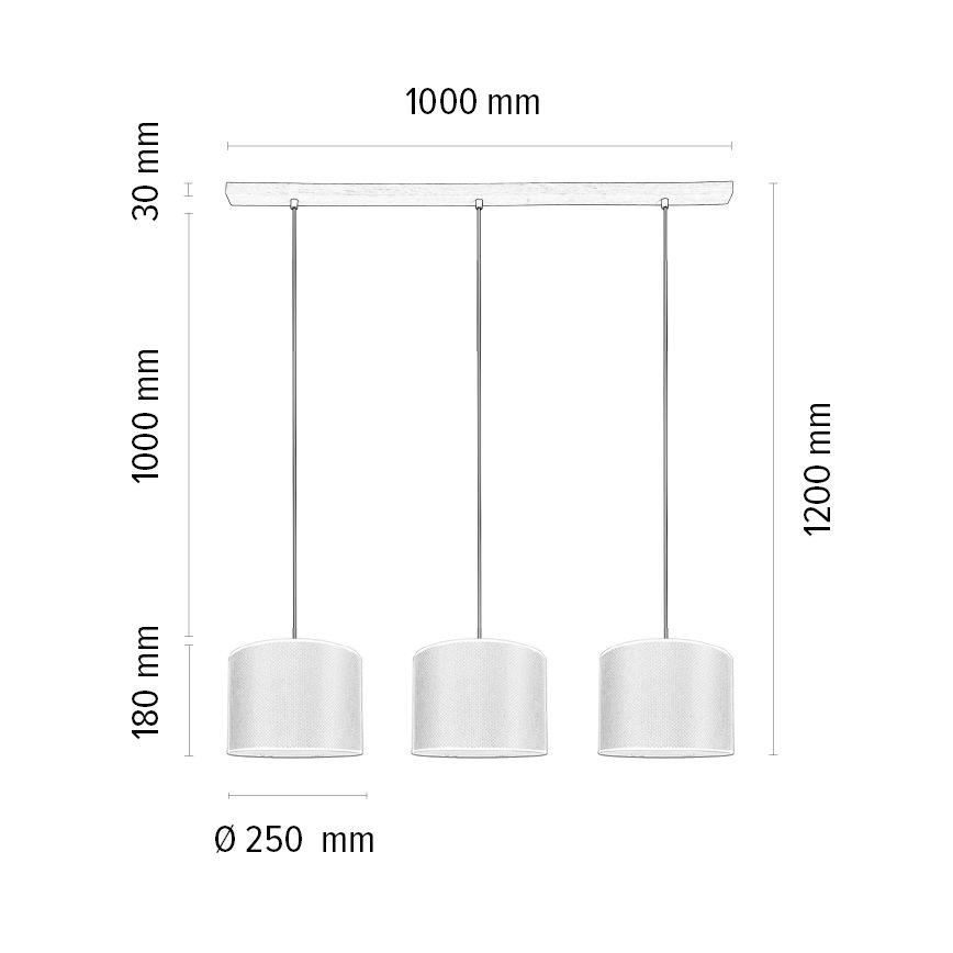 Lámpara colgante BENITA 3xE27/40W/230V blanco/roble