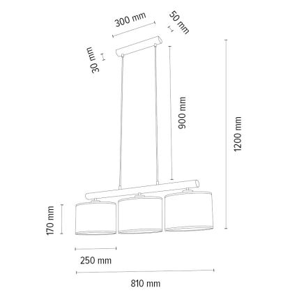 Lámpara colgante MERCEDES 3xE27/40W/230V marrón/roble