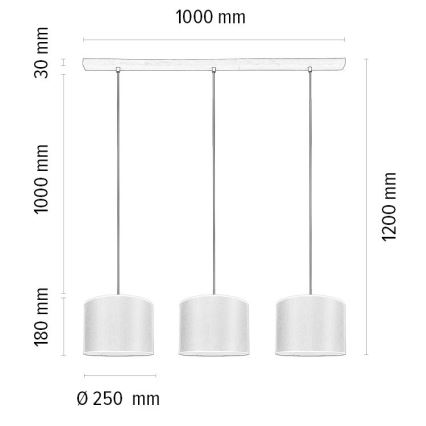 Lámpara colgante BENITA 3xE27/40W/230V color crema/roble
