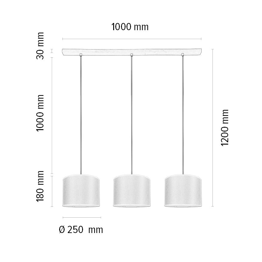 Lámpara colgante BENITA 3xE27/40W/230V color crema/roble