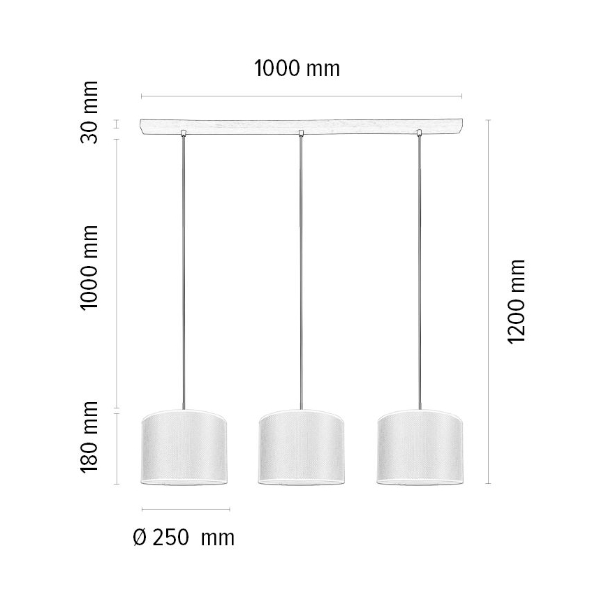 Lámpara colgante BENITA 3xE27/40W/230V marrón/roble