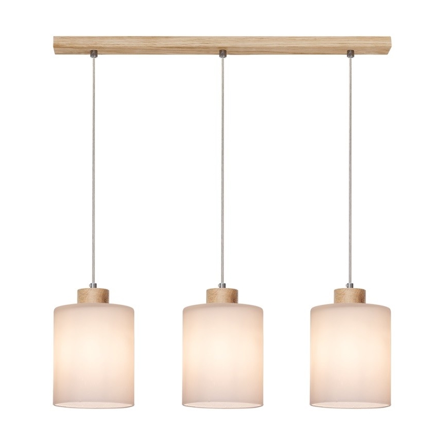 Lámpara colgante de luces de cable ZEFIR 3xE27/60W/230V roble - Certificado FSC