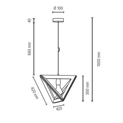 Lámpara colgante TRIGONON 1xE27/60W/230V - Certificado FSC