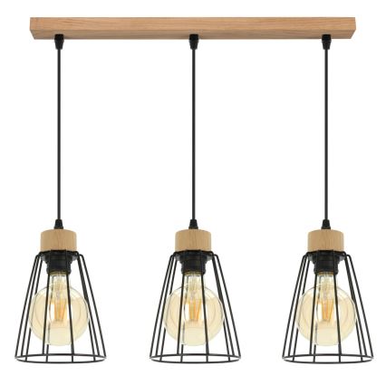 Spot-Light - Lámpara colgante ORAZIO 3xE27/60W/230V roble