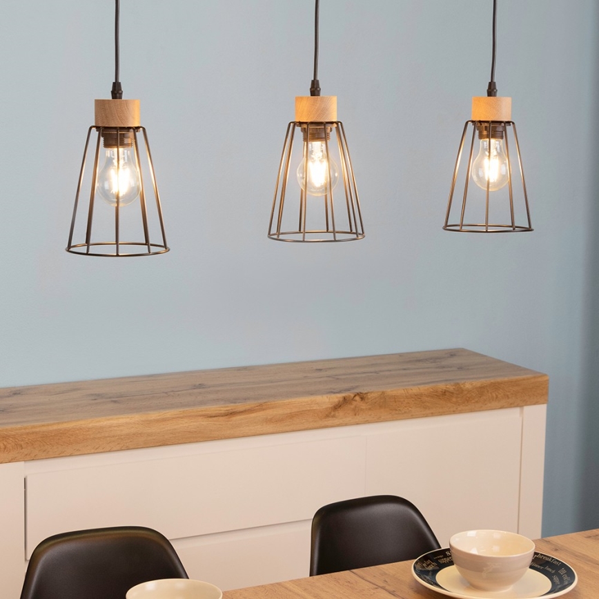 Spot-Light - Lámpara colgante ORAZIO 3xE27/60W/230V roble