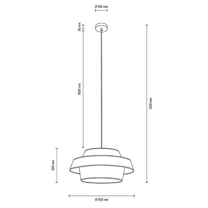 Lámpara de araña de cable PRETO GOLD 1xE27/60W/230V - Certificado FSC