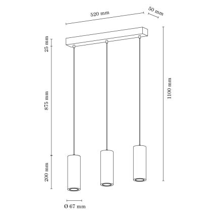 Lámpara LED colgante PIPE 3xGU10/5W/230V roble mate - Certificado FSC