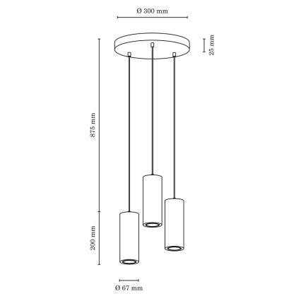 Lámpara LED colgante PIPE 3xGU10/5W/230V roble mate