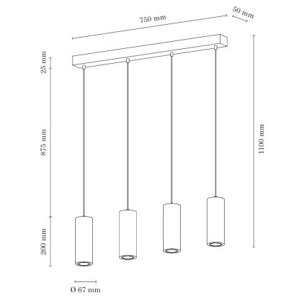 Lámpara LED colgante PIPE 4xGU10/5W/230V roble mate - certificado FSC